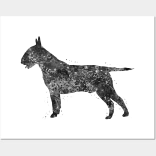 Bull Terrier dog black and white Posters and Art